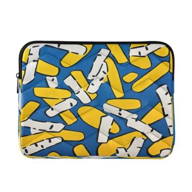 Imagem de Bolsa feminina abstrata azul amarela para laptop, capa protetora à prova de choque, pasta de laptop de 15,6 polegadas para mulheres