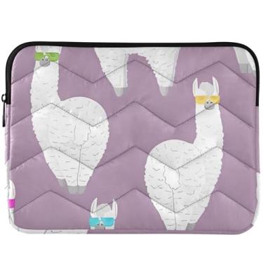 Imagem de Capa para laptop Alpaca branca roxa para MacBook Pro 14 polegadas capas fofas para computador laptop universal 13-14 polegadas