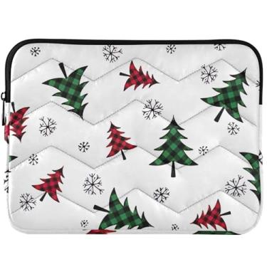 Imagem de Buffalo Plaid Christmas Trees Capa acolchoada para laptop MacBook Pro 14 polegadas capa universal 13-14 polegadas capa para laptop acolchoada
