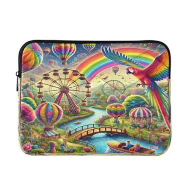Imagem de Bolsa de trabalho tropical charmosa urso polar, bolsas para laptop de 13 a 13,3 polegadas para homens, bolsas médias para professores, arco-íris de fantasia Fairground, M