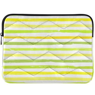 Imagem de Capa para laptop acolchoada com listras verdes brilhantes personalizadas para MacBook Air, capa acolchoada de 13 polegadas para notebook universal 13-14 polegadas