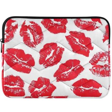 Imagem de Capa para laptop Red Lips Valentines para MacBook Air 13 capa de laptop inchada universal 13-14 polegadas