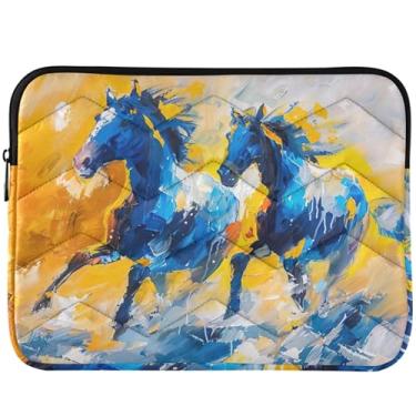 Imagem de Capa para notebook com pintura a óleo cavalos correndo bufantes para laptop MacBook Air capa universal de 13 polegadas 13 a 14 polegadas linda capa para laptop