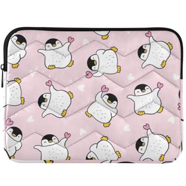Imagem de Capa protetora universal para notebook com desenho de pinguim fofo com estampa rosa, capa protetora universal de 13 a 14 polegadas para MacBook Pro de 14 polegadas