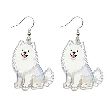 Imagem de OSCCI Adoráveis brincos de acrílico para filhotes de cachorro – Ganchos de liga durável, com tema de animal de estimação fofos, ótimos para roupas casuais e de festa, Acrílico, Sem pedra preciosa