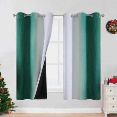 Imagem de Cortinas Blackout Estelar Textiler Ombre Gris-Blanco/Verde 42x63 cm
