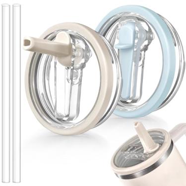 Imagem de ANTAND Tampa flip de canudo à prova de vazamento de 1,134 g para Stanley H2.0 Quencher Protour Tumbler, pacote com 2 tampas à prova de derramamento tampa de canudo de substituição para acessórios de