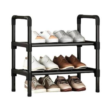 Imagem de Prateleira De Sapatos Pequena Multi-camadas Preta Simples Para Armazen