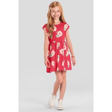 Imagem de Vestido infantil menina de florzinhas Brandili -Vermelho, 12, Vermelho