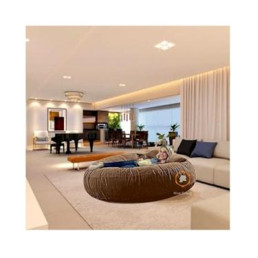 Imagem de Puff Gigante Redondo140x20 Sem Enchimento Suede Premium Linha Gold(Marrom)