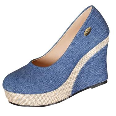 Imagem de Sapato feminino moderno primavera grande inclinação impermeável fundo grosso cabeça redonda inclinação cor sólida moda sapato casual para outono e inverno, Azul royal, 39
