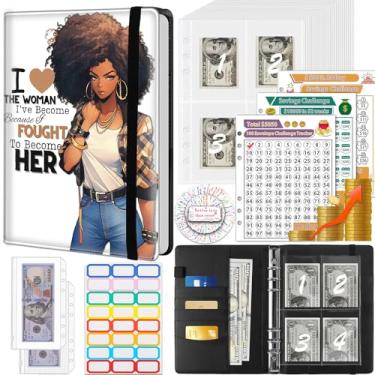 Imagem de Fichário de economia de dinheiro, 100 envelopes desafio de economia de dinheiro, envelopes de dinheiro e 3 rastreadores de planejamento de orçamento, livro de couro PU A5 para economizar dinheiro