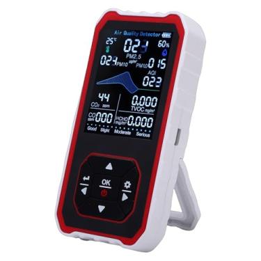 Imagem de Jectse Monitor de Qualidade Portátil 10 Em 1, CO2 PM2 5 HCHO TVOC Em Tempo Real Detector de Temperatura e Umidade Com Contagem de Partículas e Display LCD Com Sensor de Feixe de Luz, (WHITE)