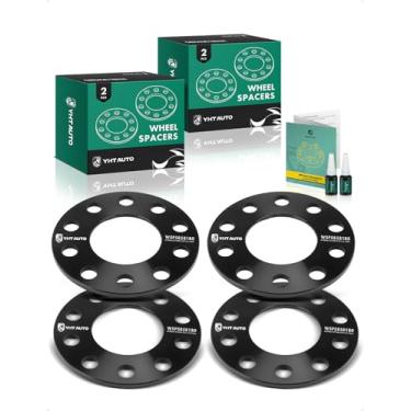 Imagem de YHTAUTO Espaçadores de roda de 5 x 108 mm/5 x 110 mm 6 mm compatíveis com Cadillac Chevrolet Chrysler Dodge Ford Jaguar Jeep Lincoln, 67,1 mm furo central 5 terminais 4 peças espaçadores de pneu preto