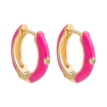 Imagem de Brincos De Argola Em Ouro Com Esmalte Multicolorido E CZ Para Mulheres