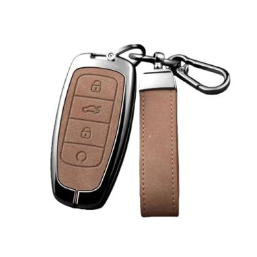 Imagem de Capa de couro para chave de carro, liga de zinco, compatível com incubatório jaecoo tigo 7 8 pro max omoda c5 plus arrizo 5 estilo(Brown chain)