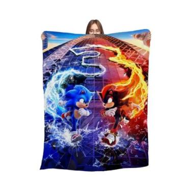Imagem de Cobertor Macio E Quente De Flanela Com Estampa De Cartoon Sonic Para S