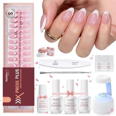 Imagem de beetles Gel Polish Kit De Unhas Em X Press Kit, Curtas Tipo Amêndoa Com 224 Pontas Francesas, Cola E Removedor, Top Coat, Mini Lâmpada, Presente Faça Você Mesmo, Tudo Um, Para Mulheres