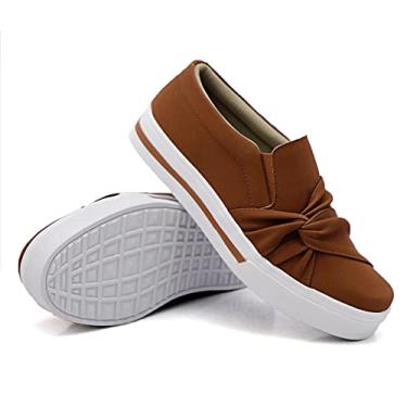 Imagem de Tenis Slip On Casual Feminino Detalhe Tiras com Nó Lateral e Sola Alta Reta