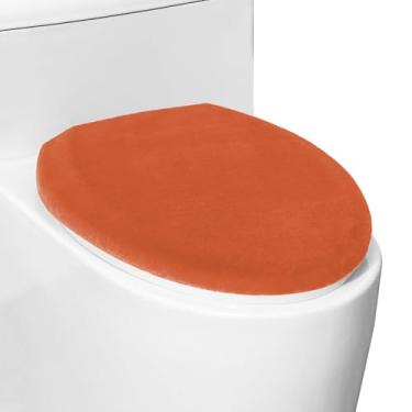 Imagem de Tampa de vaso sanitário de pelúcia macia e confortável para banheiro, capas de assento de vaso sanitário laváveis na máquina, cabe na maioria das tampas alongadas e oblongas, fácil instalação e