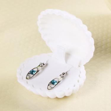 Imagem de Caixa de joias de concha para brincos, colares, pulseiras, suporte de exibição de presente, rosa, elegante, mini organizador de joias