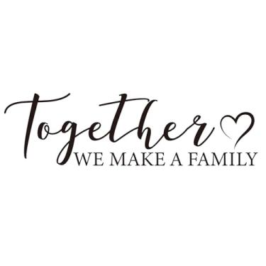 Imagem de PLIGREAT Adesivos de parede com citações inspiradoras da Family Art Together We Make A Family, adesivos removíveis de vinil para quarto, sala de estar, cozinha, apartamento, banheiro, decoração DIY