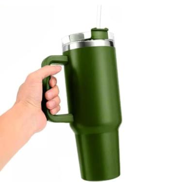 Imagem de Kit 3 Copo Térmico Aço Inox 1200ml Caneca C/Alça Canudo Água Gelada Quente