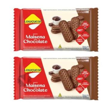Imagem de Kit Biscoito Maisena Chocolate Lowçucar Zero Adição de Açúcares Sem La