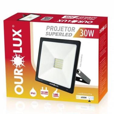 Imagem de Refletor Halofote de Led Bivolt Branco Frio 30W 6500K - OuroLux - Ouro