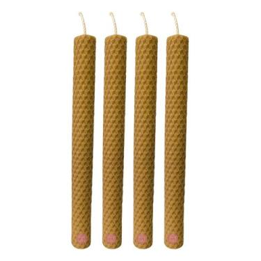Imagem de 4 Velas De Cera De Abelha Natural 20x2 Cm - NoBrand