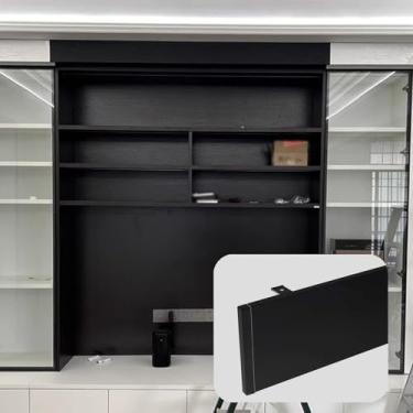 Imagem de Cortina de teto preta extra longa - Capa decorativa sem trilhos para quarto e sala de estar - 600 cm (19,7 pés) defletor de painel de cornija escovado