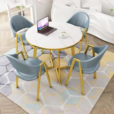 Imagem de Conjunto de mesa e cadeira de clube de recepção de escritório, mesa de negociação, mesa de centro com cadeira, pequenas mesas de conferência, conjunto de mesa de jantar para 4 (cor: 35, tamanho: 31,4