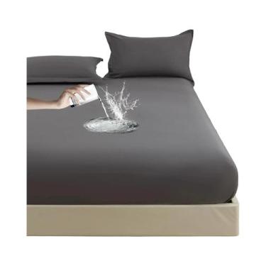 Imagem de Capa De Colchão Impermeável De Cor Sólida Com Acabamento Fosco E Prote