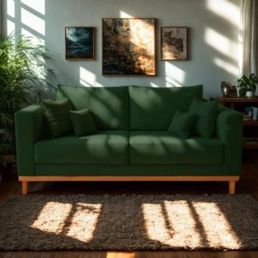 Imagem de Sofá 3 Lugares Beny Para Sala de Estar Recepção Clinica Suede Verde - 