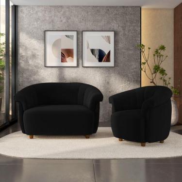Imagem de Conjunto Sala de Estar Decorativo Latvia Sofá Namoradeira e Poltrona P