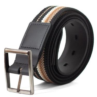 Imagem de Cinto Masculino Fasolo Casual Elástico Couro Confortável Fivela Metáli