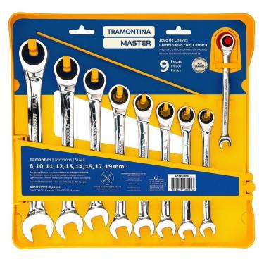 Imagem de Jogo De Chaves Combinadas Com Catraca 9 Peças Tramontina Master Tramontina