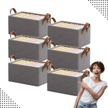 Imagem de Kit 4 Cestos Organizadores Dobráveis 25L com Alça Caixa Multiuso para 