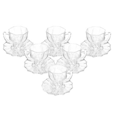 Imagem de Conjunto 6 Xícaras de Chá com Pires Twist 190ml Vidro