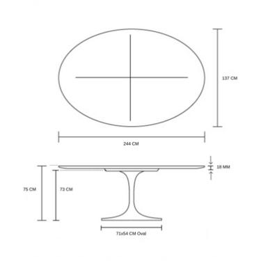 Imagem de Mesa De Jantar Tulipa Saarinen Oval 244X137cm Laqueada Preto