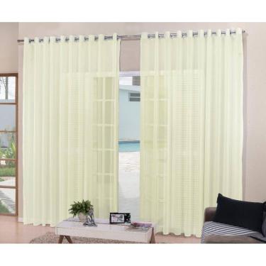 Imagem de Cortina Para Sala Quarto Voal Liso Palha 4,00X2,80