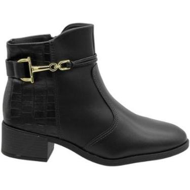 Imagem de Bota Casual Cano Curto Beira Rio Adorno Metálico Croco Feminina-Feminino