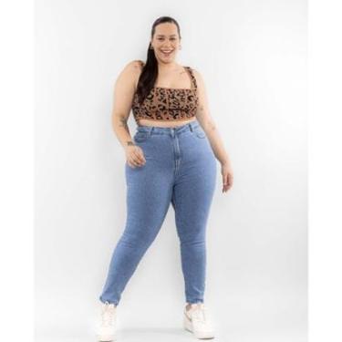 Imagem de CALÇA JEANS FEMININA MOM PLUS SIZE BÁSICA COM ELASTANO 00229 50 MÉDIA UNICA-Feminino