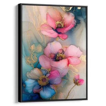 Imagem de Quadro Flores de Ouro em Sonho Etéreo - Mioquadros, 90x60 cm, Preto