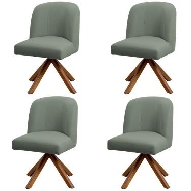 Imagem de Kit 04 Cadeiras De Jantar Cléo Base Giromad Linho Verde - Nexta Casa