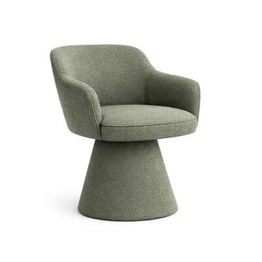 Imagem de Cadeira De Mesa De Jantar Jade Base Cone Giratória Linho Verde - Nexta Casa