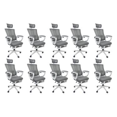 Imagem de Kit 10 Cadeiras De Escritório Oficial Paris Cinza