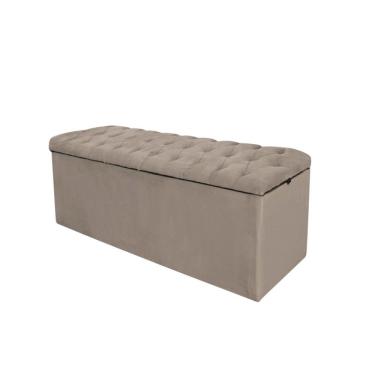Imagem de Calçadeira com Baú Livia 100CM Solteiro Corino Madeira Bege para Cama Box Estofada Moderna