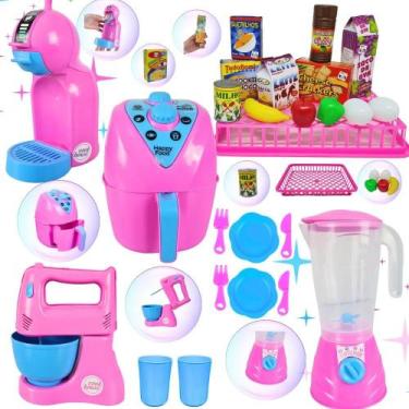 Imagem de Kit Cozinha Brinquedo Eletrodomésticos + Comidinhas - 24pcs - Congratu