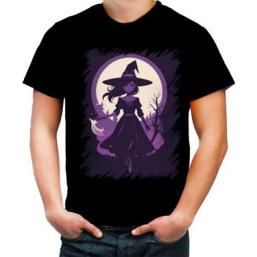 Imagem de Camiseta Colorida Bruxa Halloween Púrpura Festa 4 - Kasubeck Store®, I